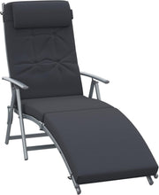 Folding Sun Lounger 7 Level Recliner Chair Black