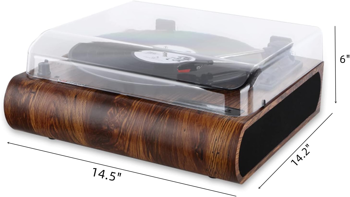 Bluetooth Record Player 3 Speed FM Radio USB SD Recording
