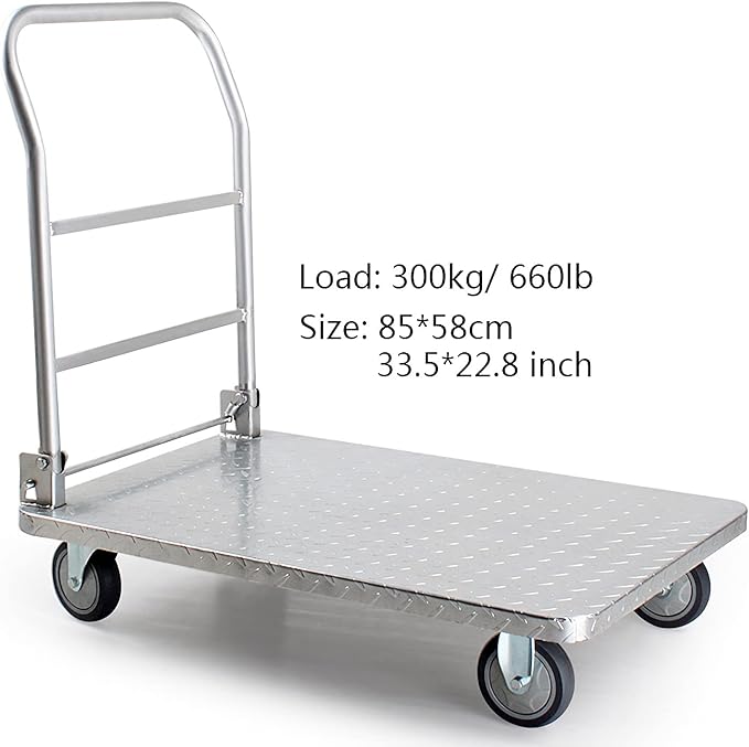 150KG 300KG Folding Platform Truck Cart Steel Push Dolly Swivel Wheels
