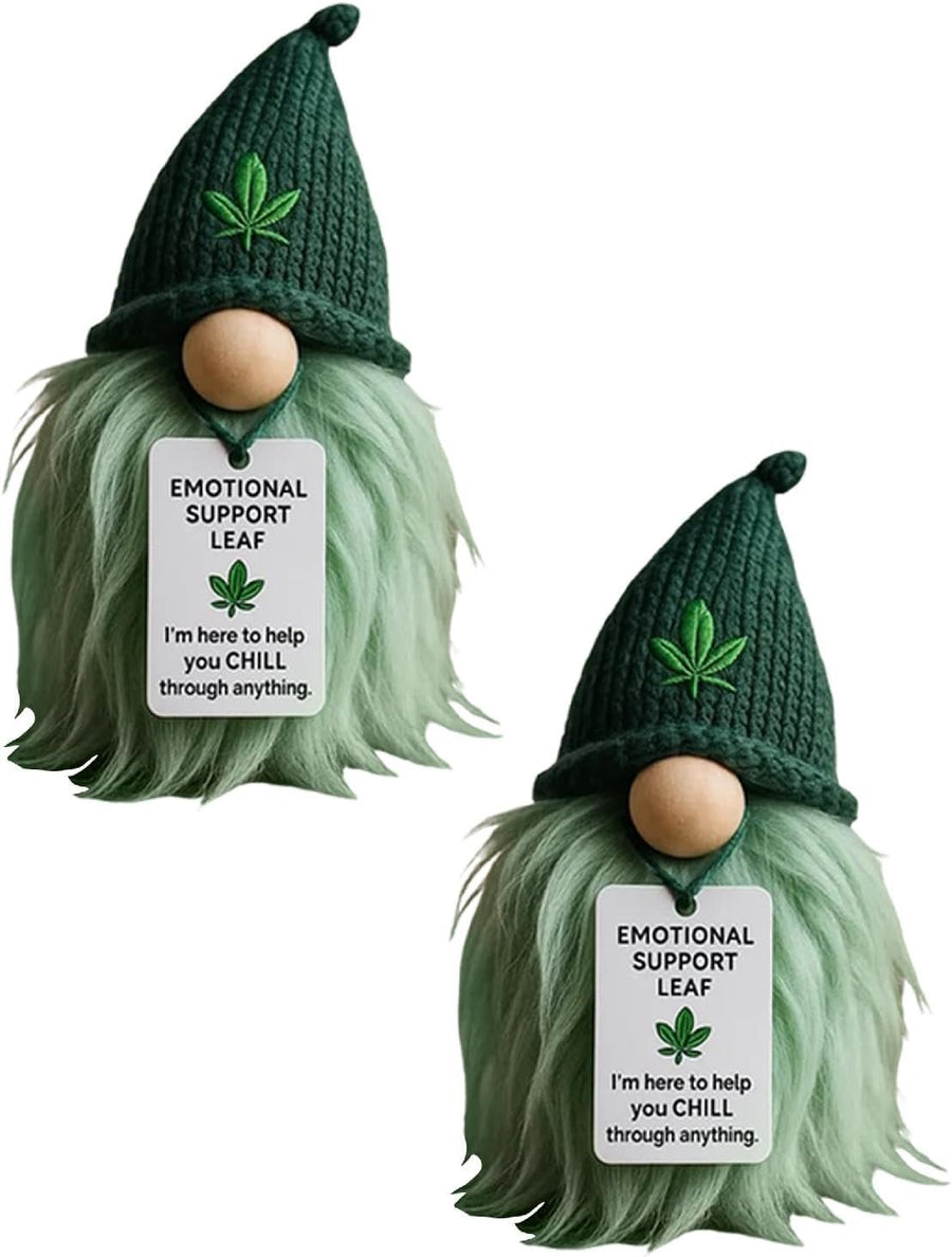 2PCS Funny Weed Gnome Emotional Support Desk Decor Gift Set