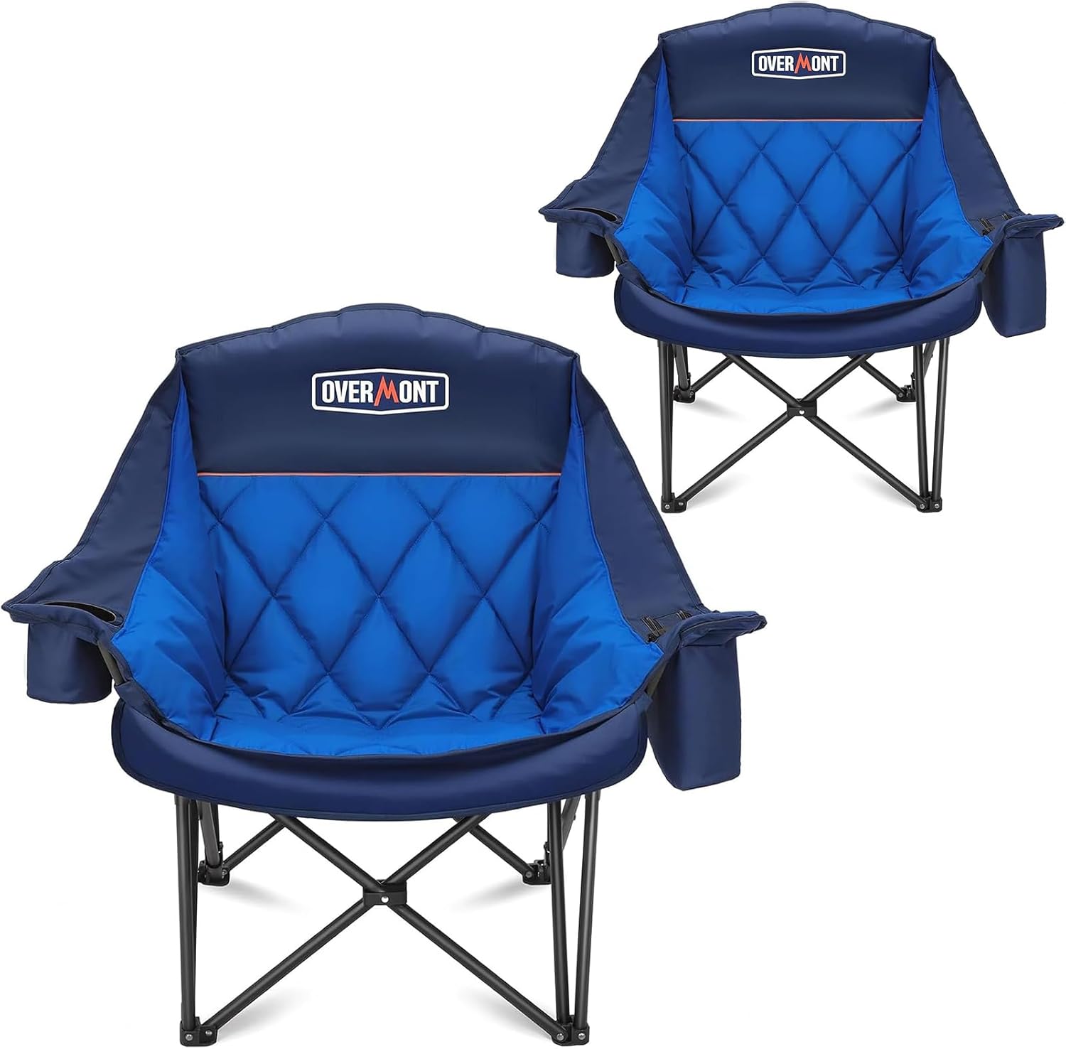 Oversized XL Camping Chairs 2 Pack 450lb Padded Blue