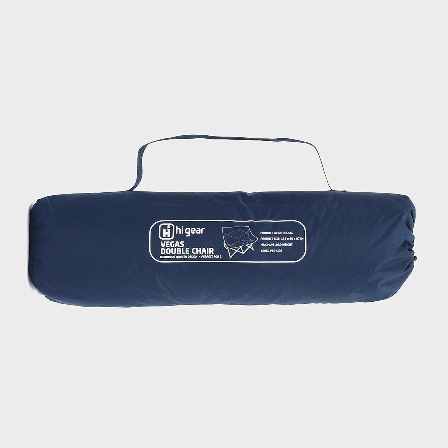 Double Quilted Camping Chair for 2 Folding Blue Seat