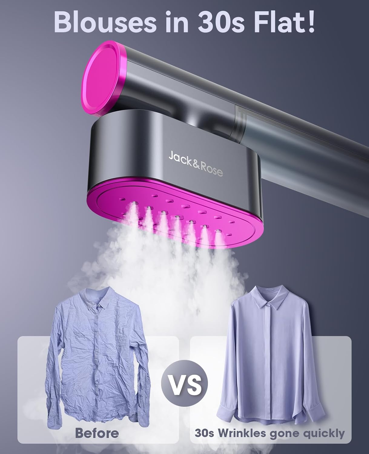 Dual Voltage Travel Garment Steamer 2in1 1000W 15s Heat Purple