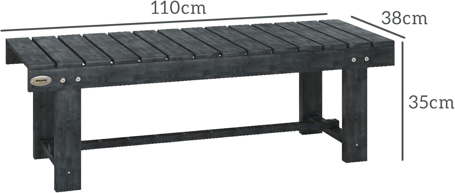 2 Seater Wooden Garden Bench Backless Patio Seat Grey