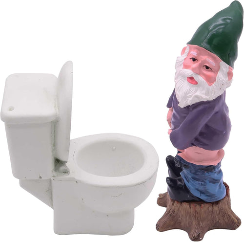 Funny Potty Gnome Statue Set Resin Garden Decor Mini Ornament