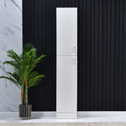 Tall High Gloss Storage Cabinet White 2 Door 4 Shelf Unit