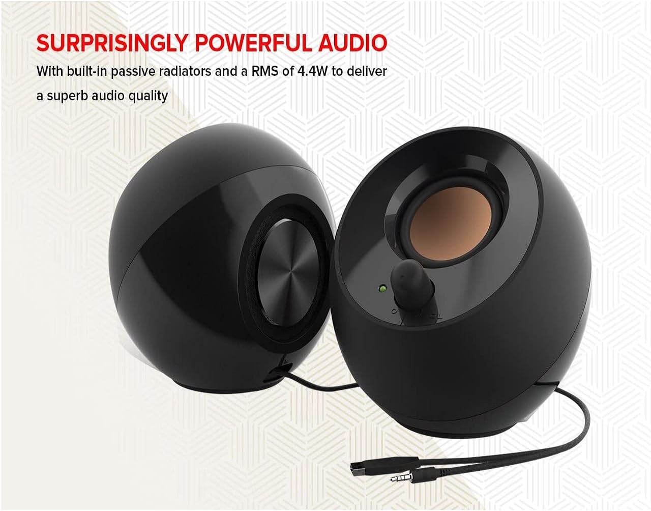 USB Powered Desktop Speakers Stereo PC Laptop Audio Pebble Design