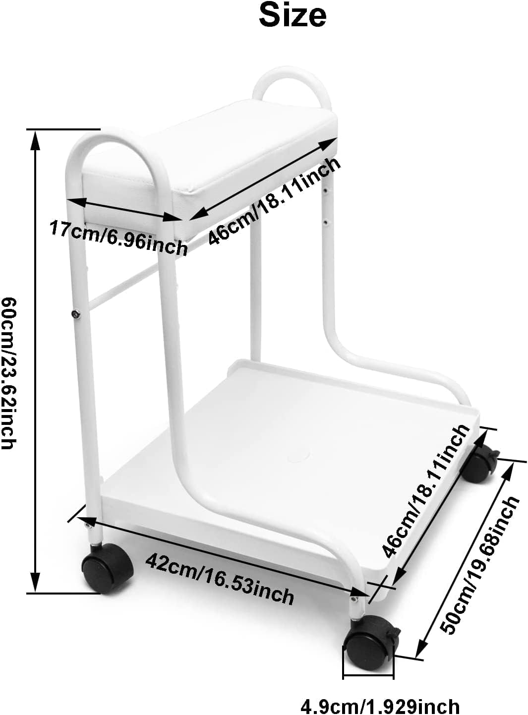 Pedicure Foot Rest Trolley Adjustable Height Salon Spa Cart