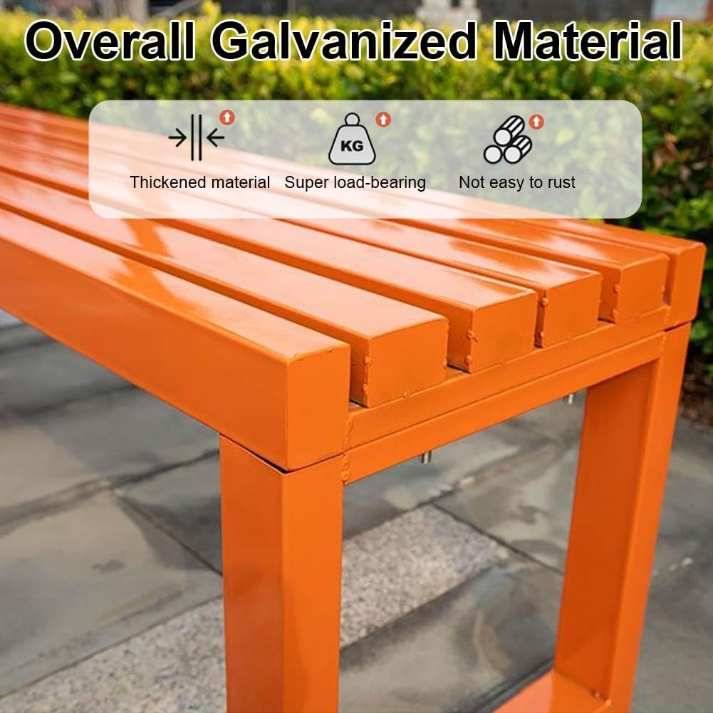 Metal Garden Bench Outdoor Patio Park Seat Backless Weatherproof 2-3 Seater