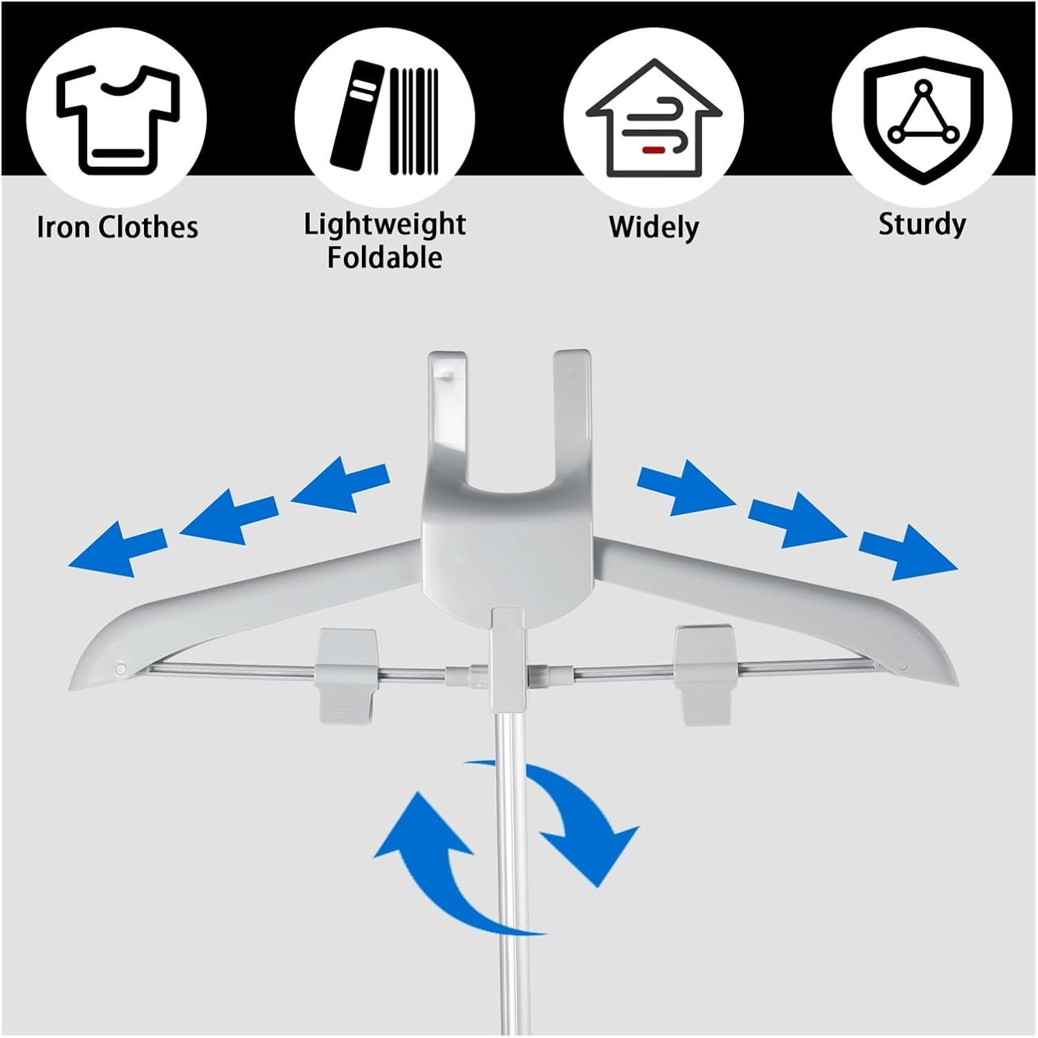 Portable Clothes Steamer Stand Adjustable Foldable Garment Rack