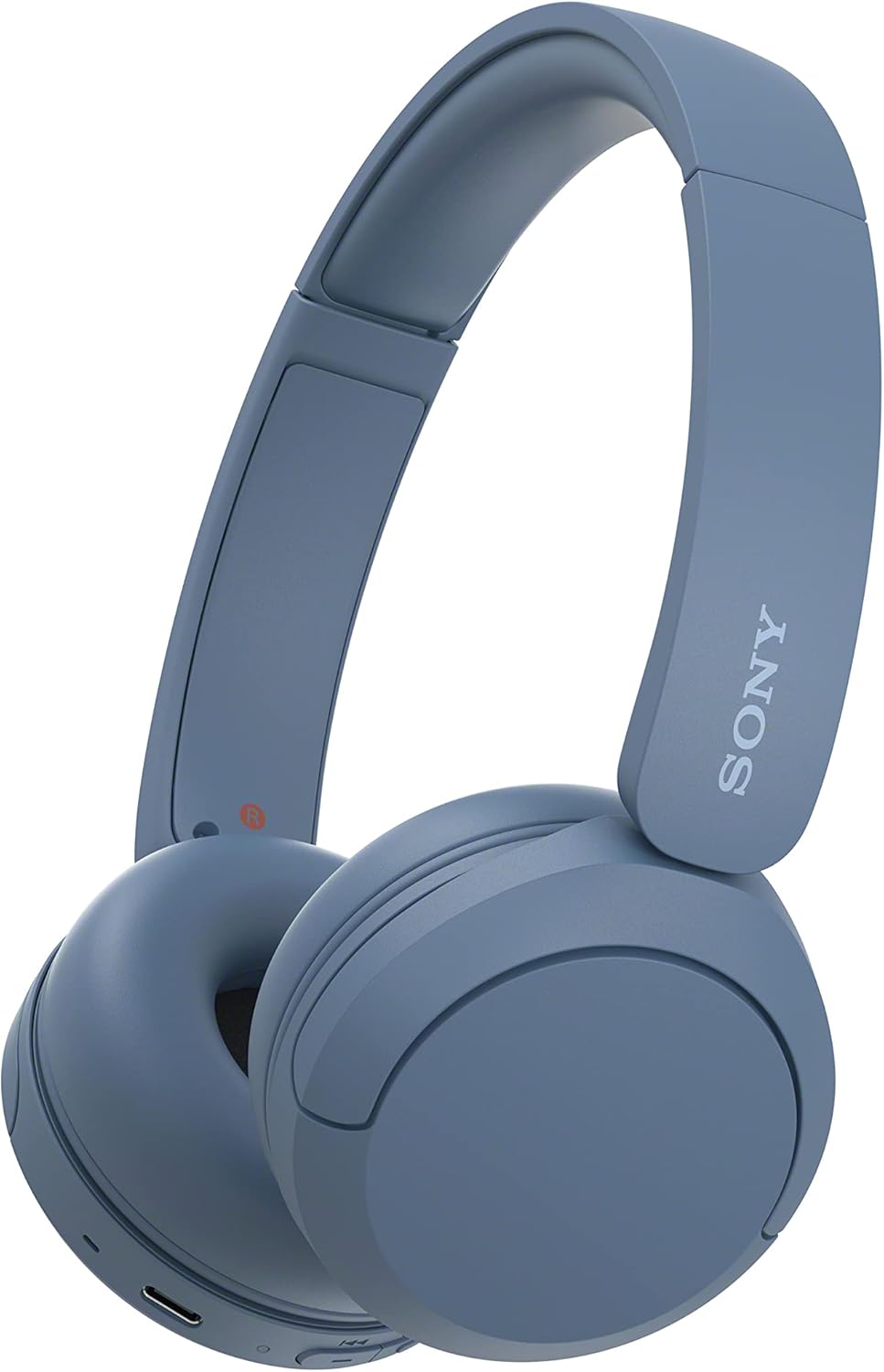 Blue Bluetooth On Ear Headphones 50H Battery Lightweight EQ