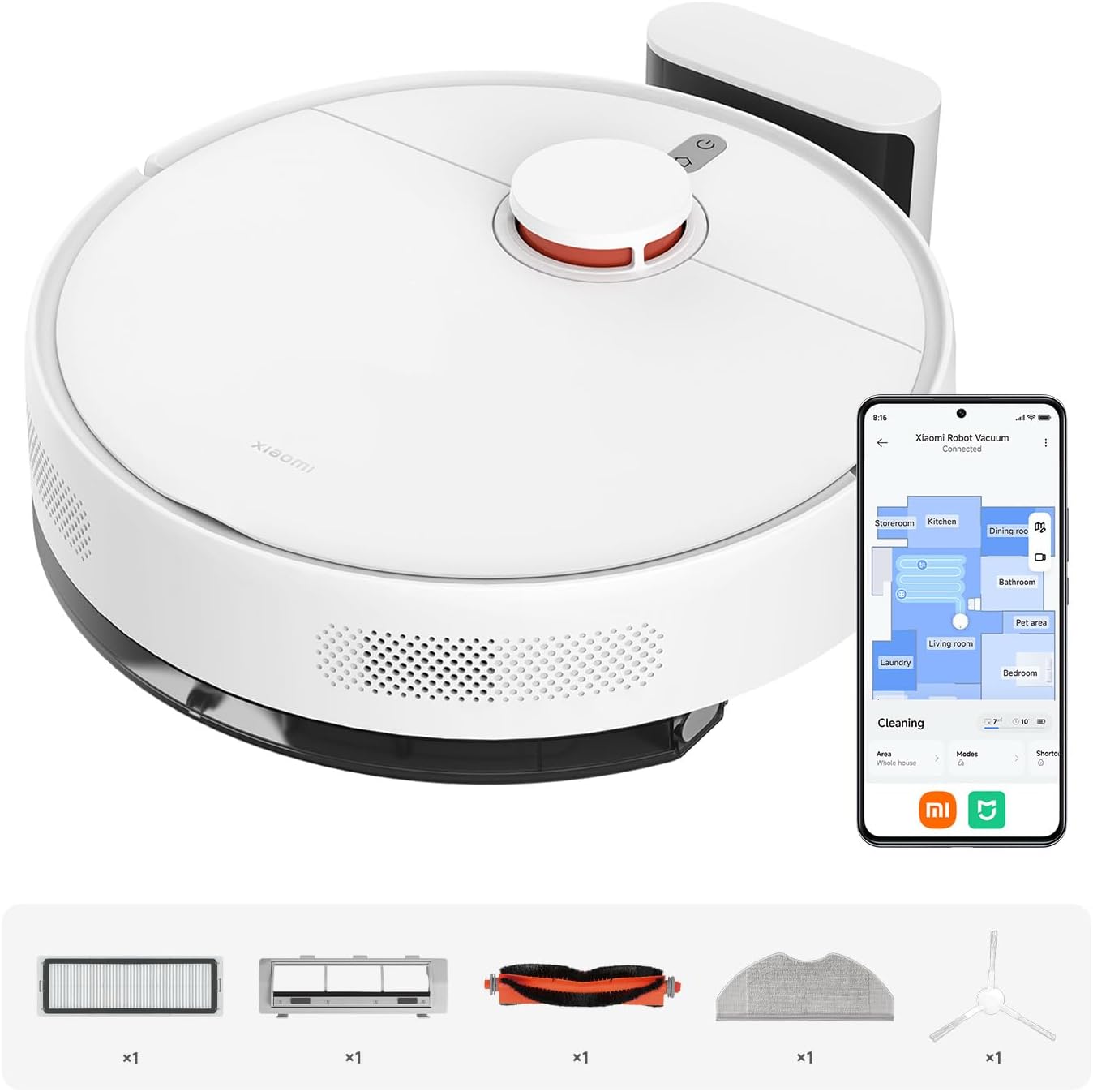 Robot Vacuum Mop 5000Pa LiDAR Mapping WiFi App Pet Hair