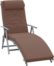 7 Level Folding Sun Lounger Recliner with Headrest Brown