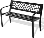 2-3 Seater Outdoor Garden Bench Metal Patio Park Bench Black