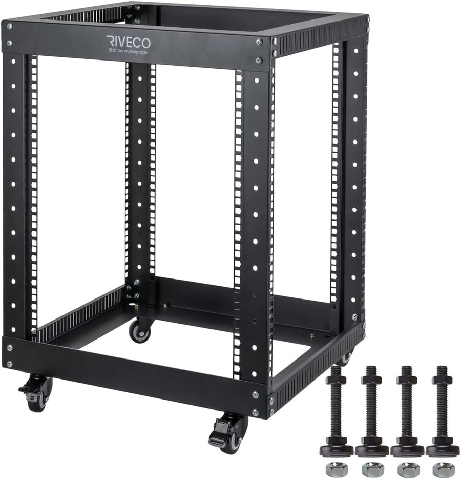 12U Open Frame Server Rack with Wheels 19 Inch Heavy Duty