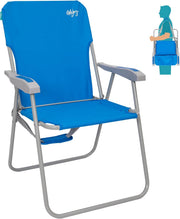 Folding Beach Chair Lightweight High Back Portable Blue