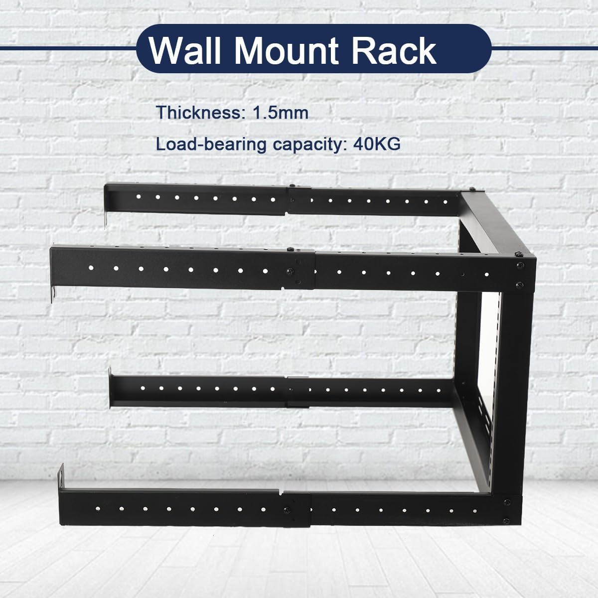 6U Wall Mount Open Frame Rack 19 Inch Adjustable 320 500mm