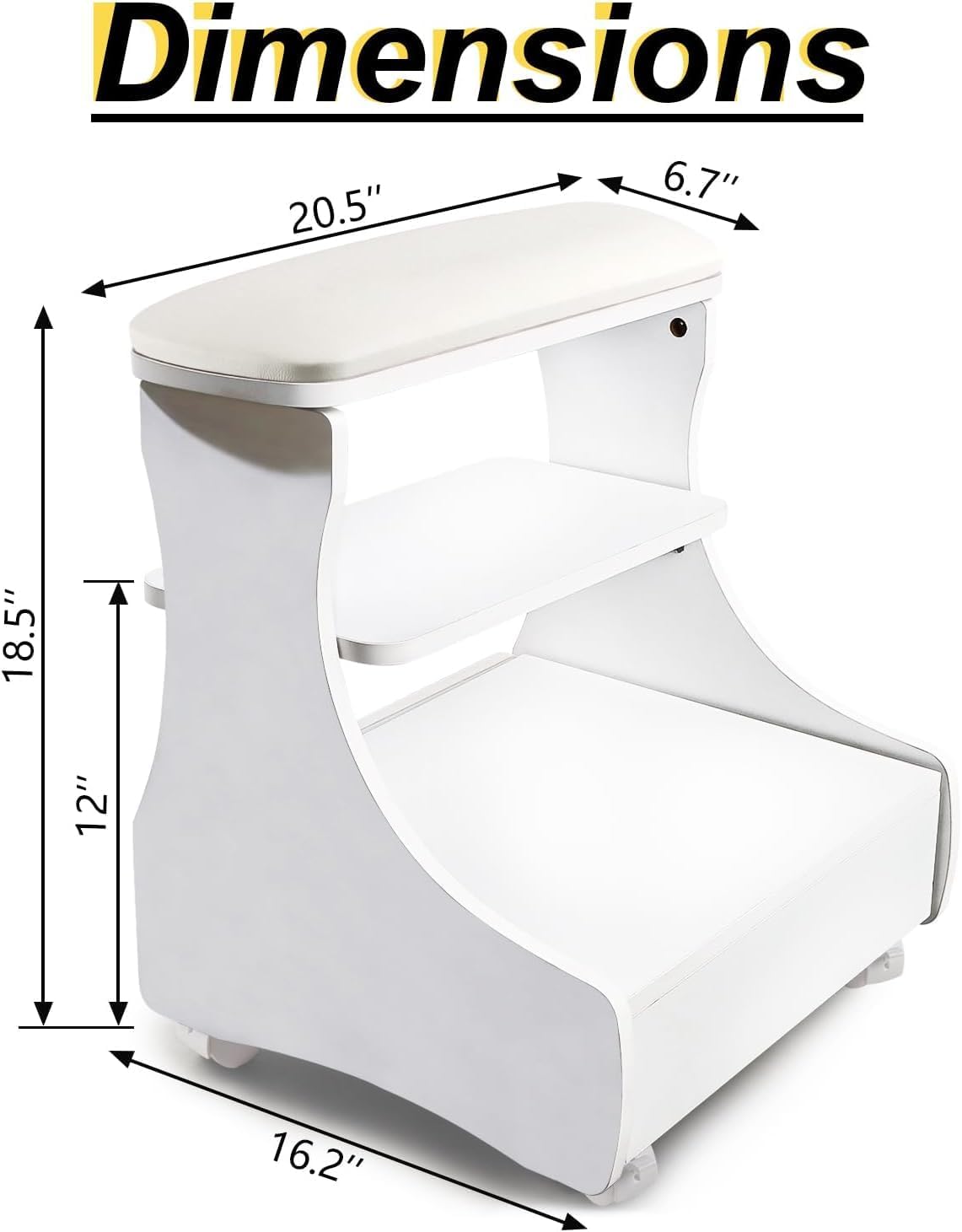 Pedicure Foot Rest Trolley with Wheels Storage PU Leather Stool