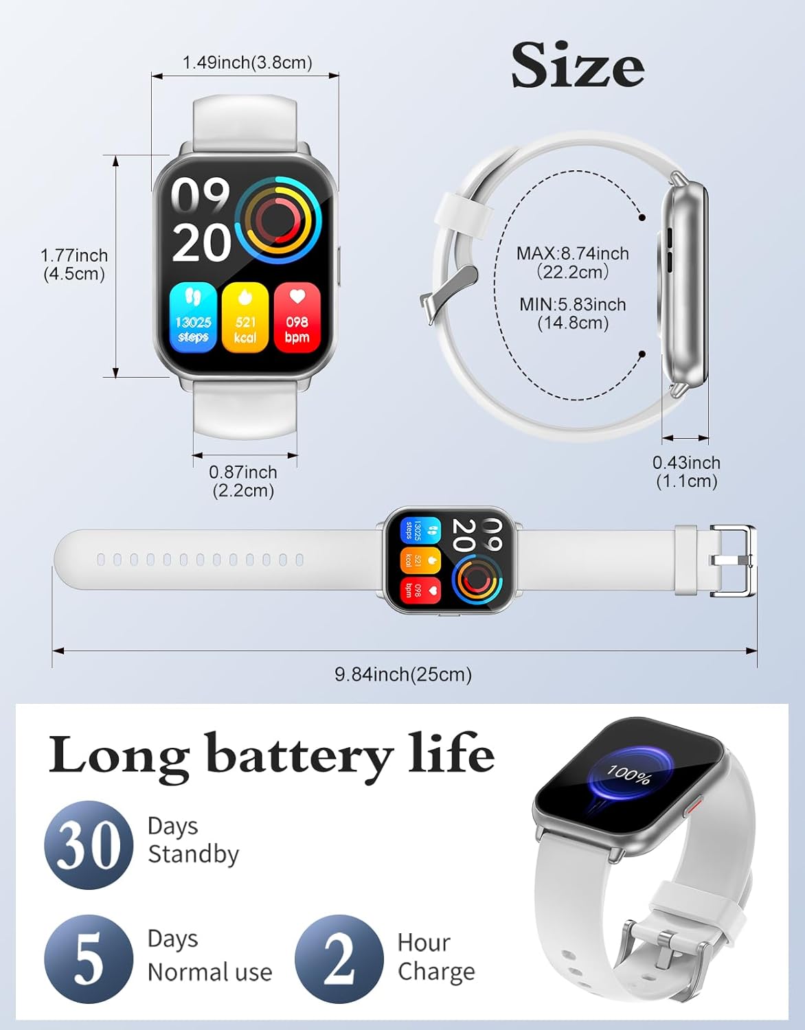 Smart Fitness Watch Bluetooth Call Health Tracker