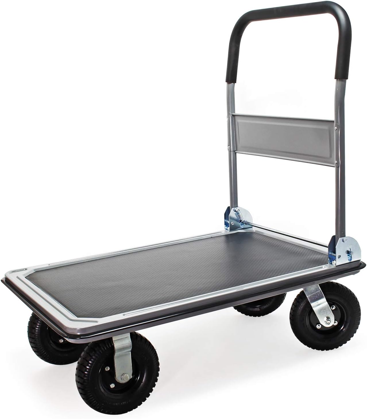 300KG Platform Trolley Pneumatic Tyres Foldable Handle