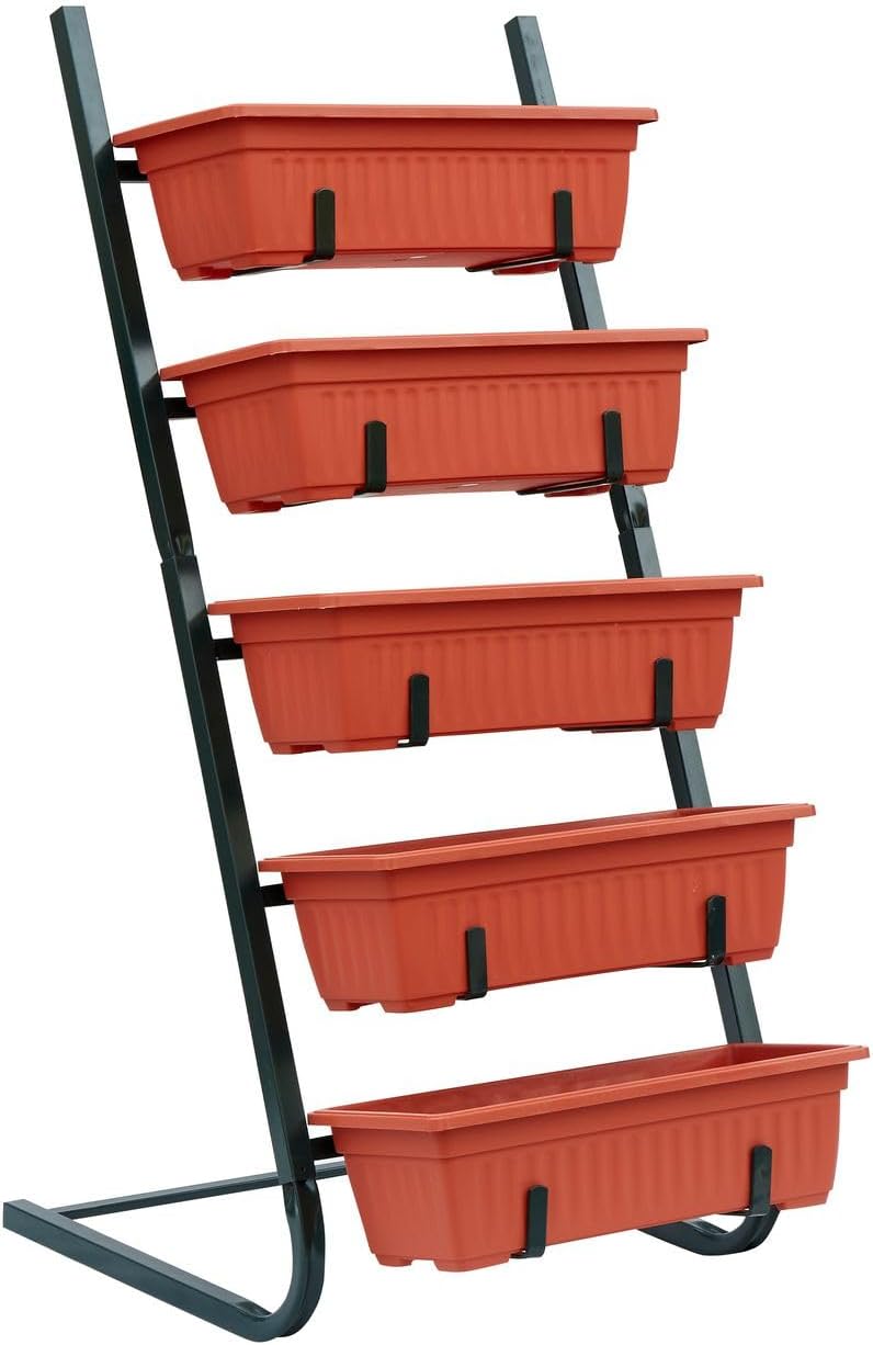5 Tier Vertical Planter Stand Metal Garden Herb Flower Pots