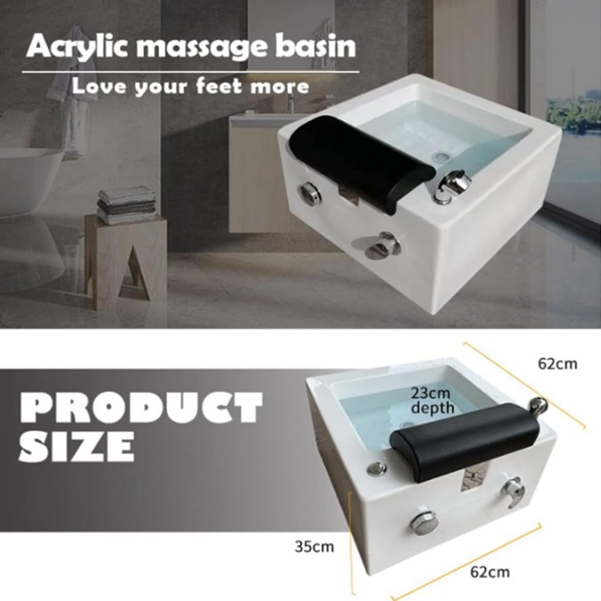 Pedicure Foot Spa Tub Acrylic Chair Shower Massage Basin