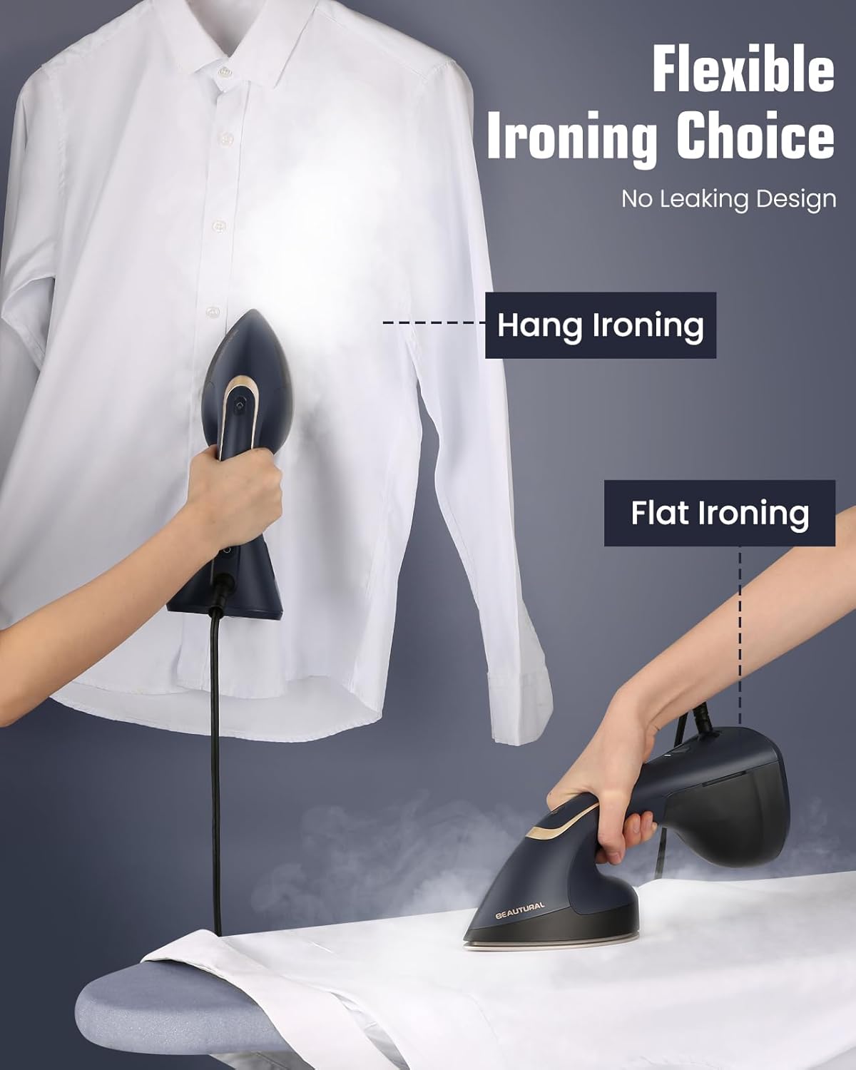 2 in 1 Clothes Steamer Iron 1500W Ceramic Plate Fast Heat