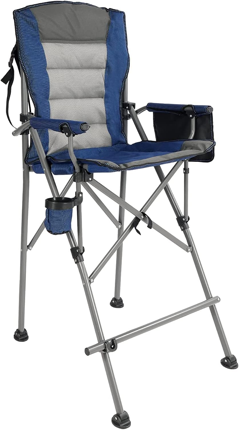 Extra Tall Folding Director Chair with Footrest Blue