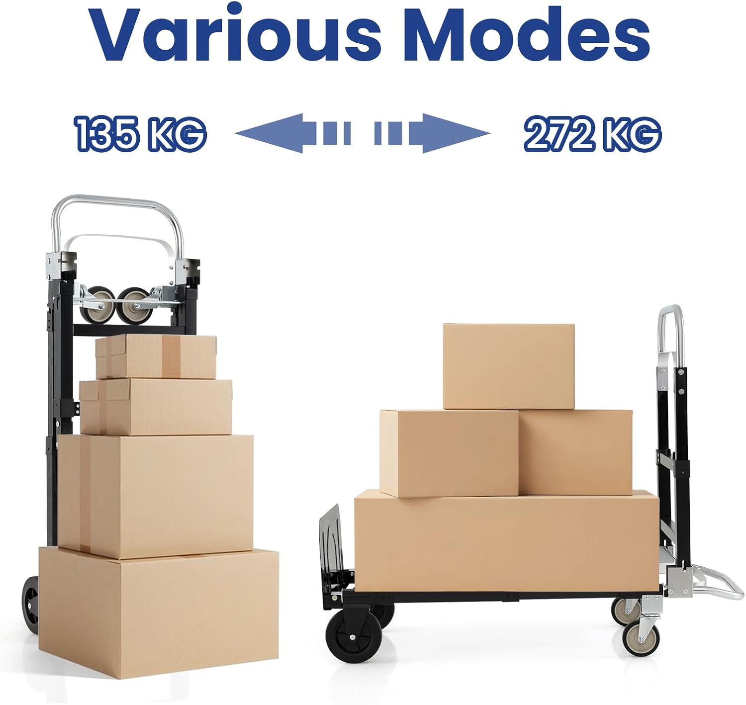 2 In 1 Folding Hand Truck Trolley 272KG Cart