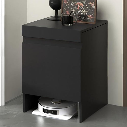 Robot Vacuum Storage Cabinet Black Side Table Pull Out Shelf