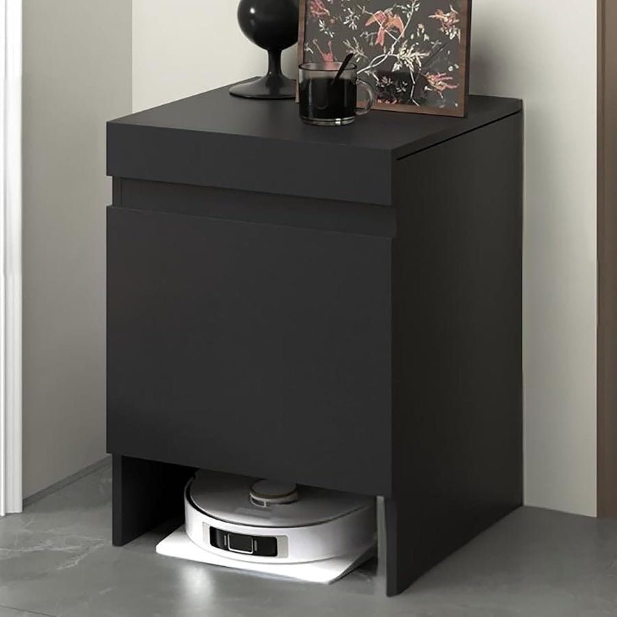 Robot Vacuum Storage Cabinet Black Side Table Pull Out Shelf