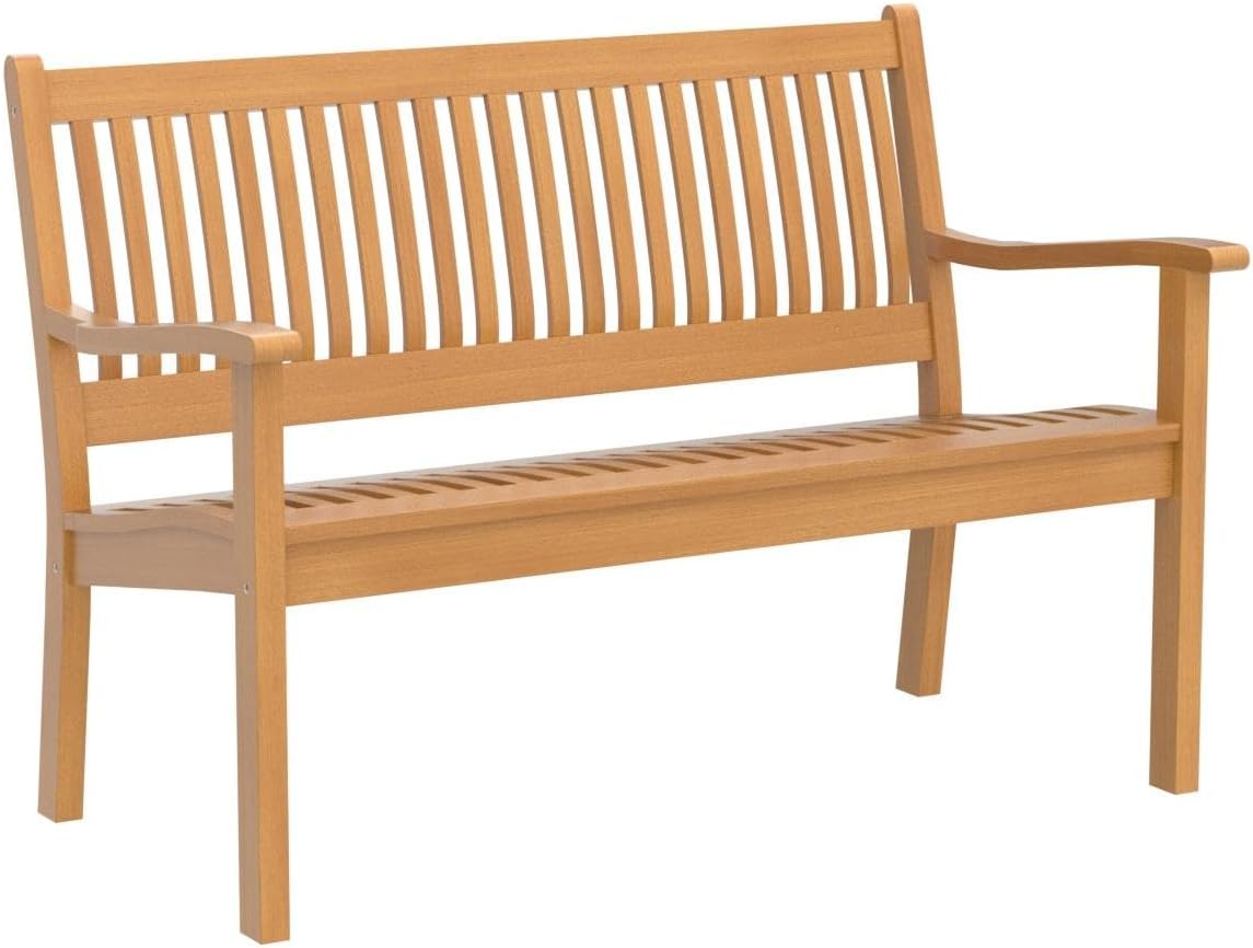2 Seater Hardwood Garden Bench 1.2m Patio Outdoor Seat Honey Brown