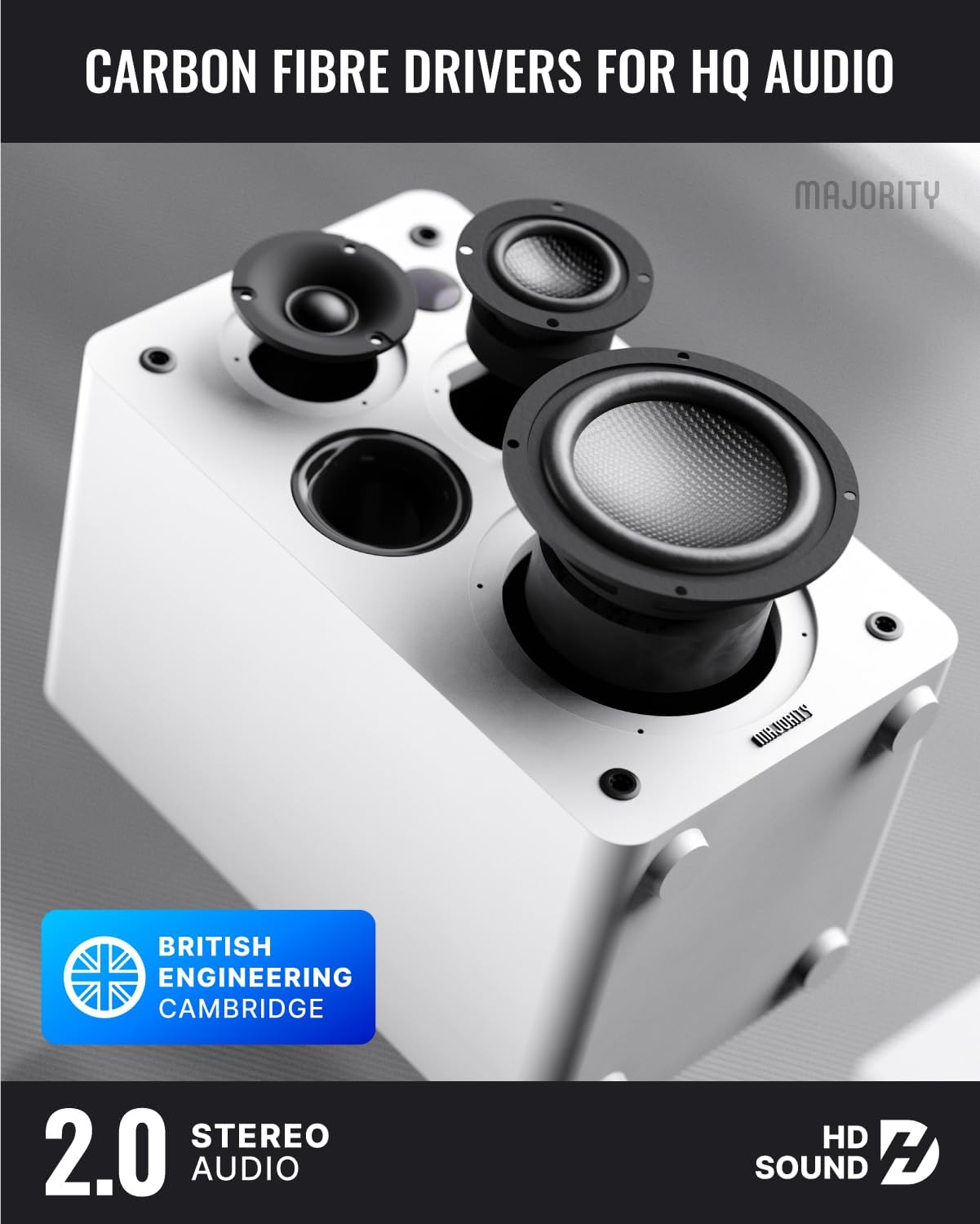 100W Active Bookshelf Speakers Bluetooth HDMI ARC Optical USB