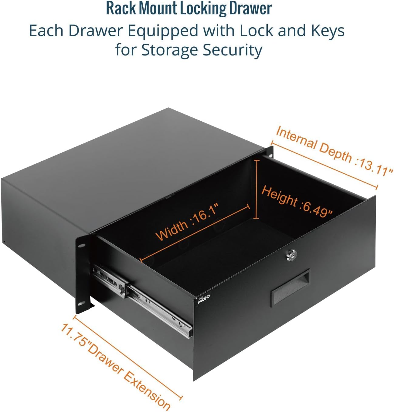 4U 19in Lockable Rack Drawer Steel Cabinet Mount