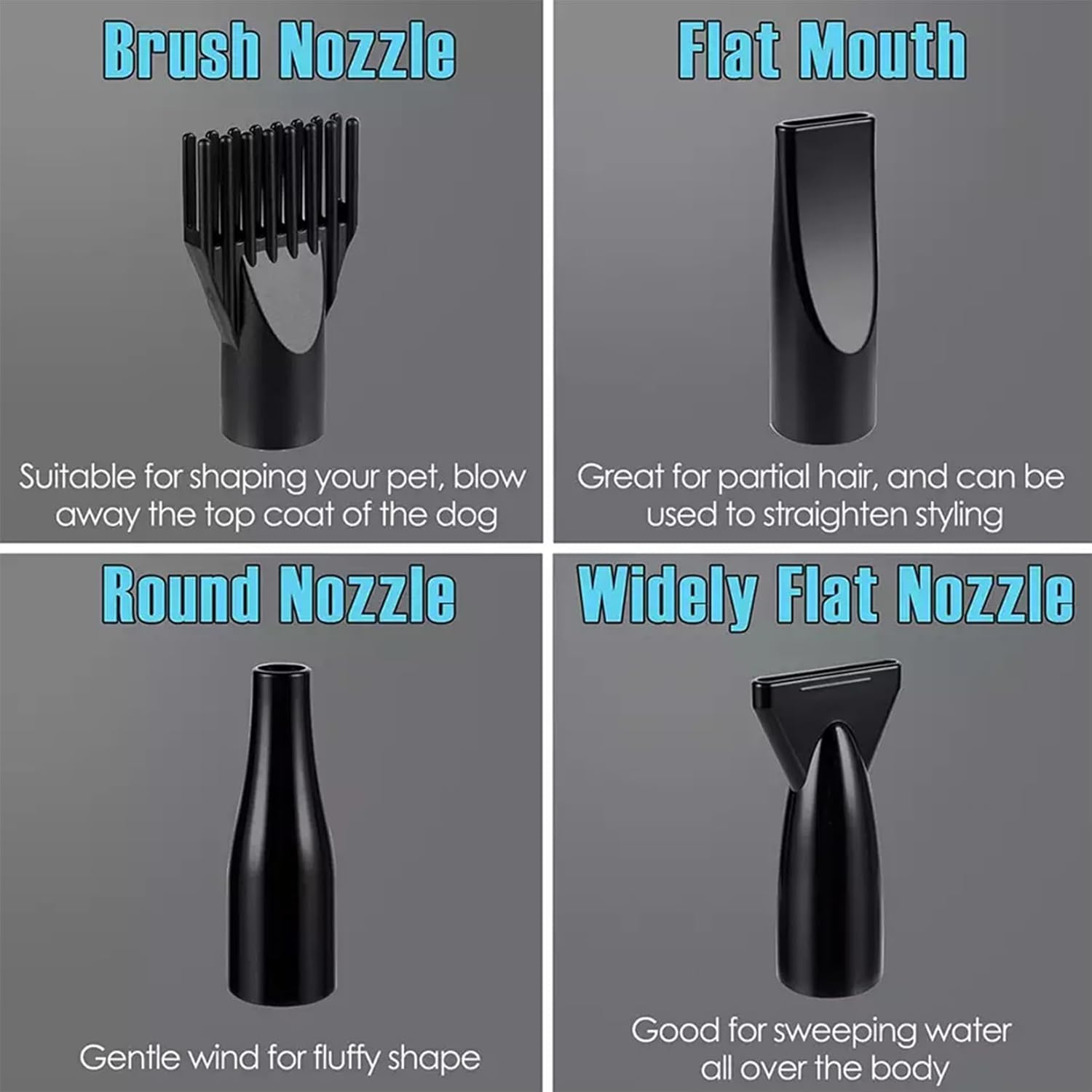 Dog Hair Dryer 2800W Pet Grooming Blaster Low Noise 4 Nozzle