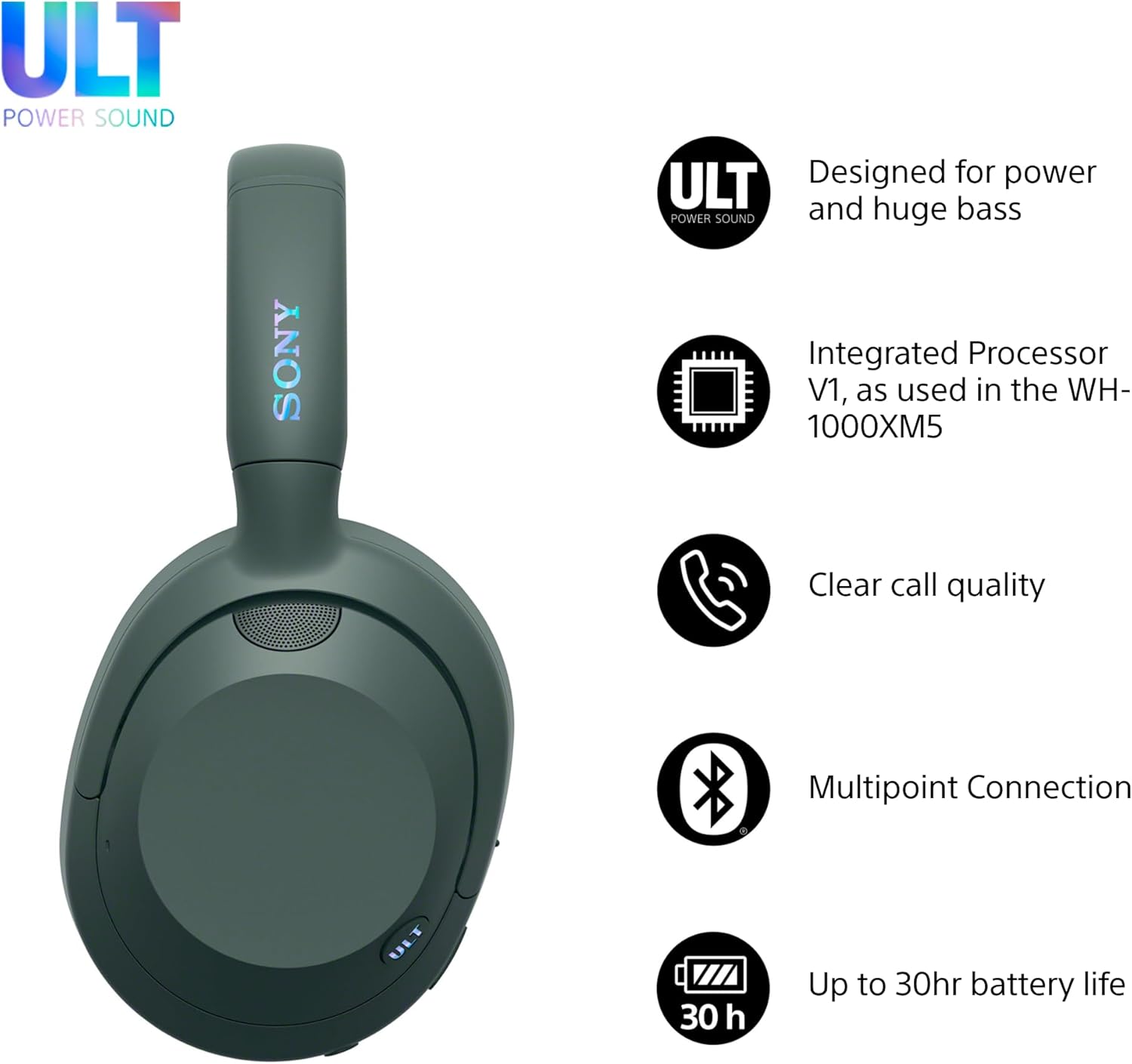 Wireless Noise Cancelling Over Ear Headphones Deep Bass 30H Battery