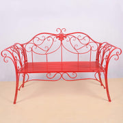 2 Seater Metal Garden Bench Outdoor Patio Seat Curved Back Red