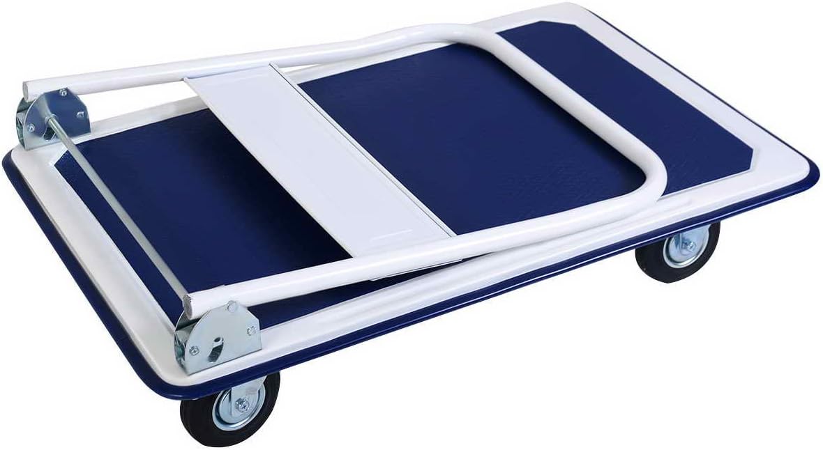 Blue White Folding Platform Trolley 300KG Push Cart