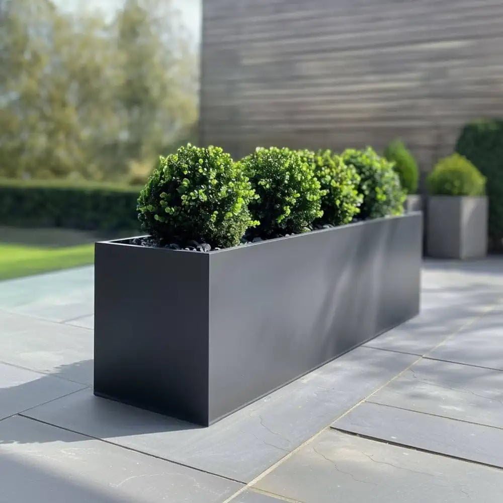 Zinc Galvanised Trough Planter 100cm Matte Grey
