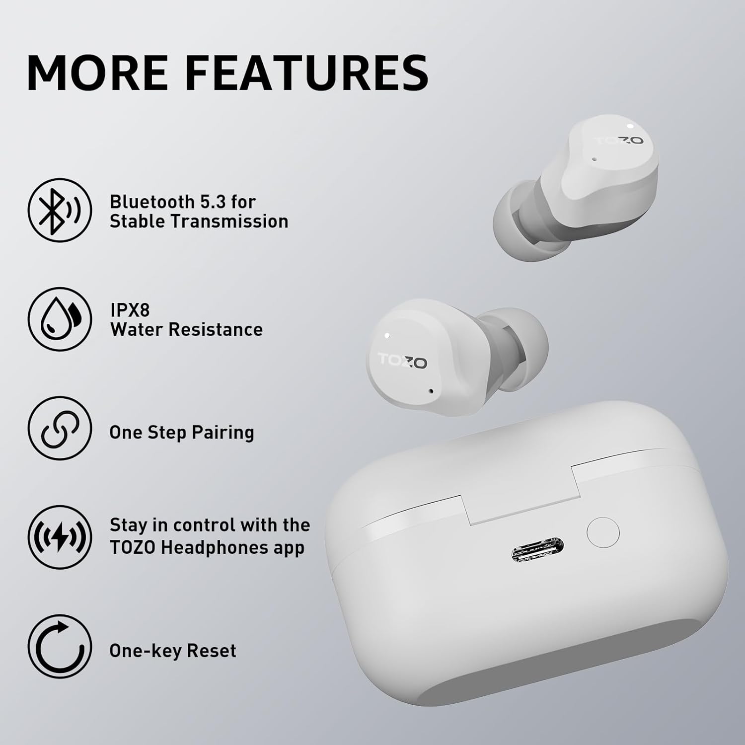 Wireless ANC Earbuds 45dB Noise Cancelling Bluetooth 60 Hour