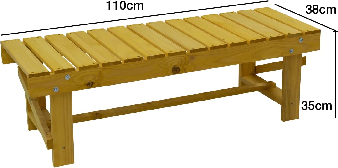 2 Seater Wooden Garden Bench Pine Patio Backless Outdoor Seat