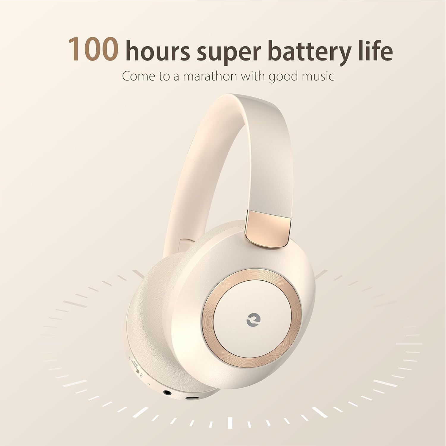 Wireless Noise Cancelling Over Ear Headphones 100Hr Battery White