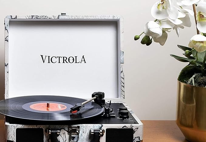 Portable Suitcase Record Player Bluetooth 3 Speed Map Print