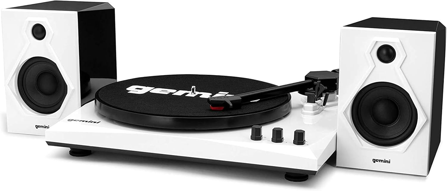 HiFi Bluetooth Turntable with Detachable Stereo Speakers White