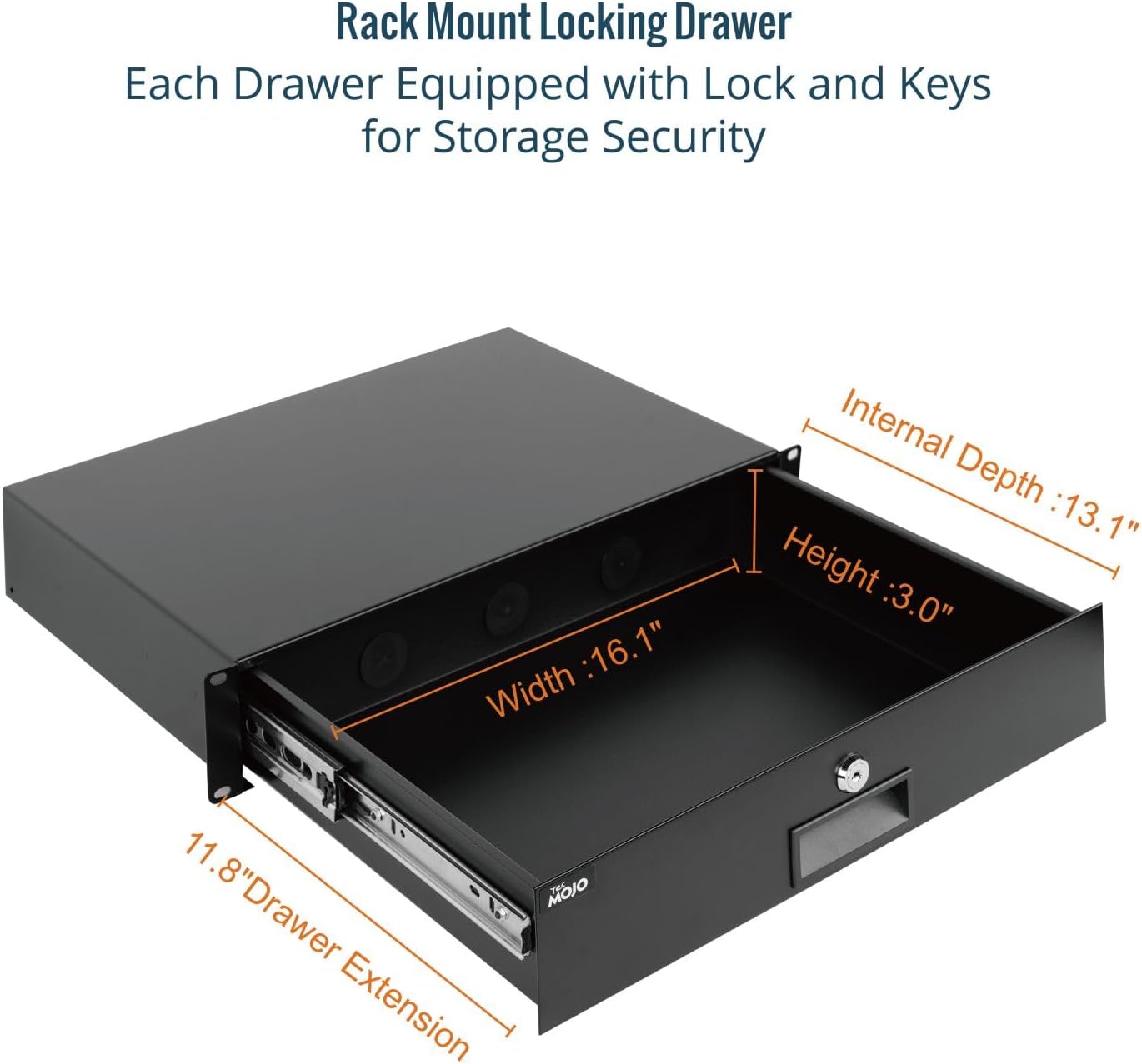 2U Rack Drawer 19 Inch Lockable Steel Server Cabinet Tray