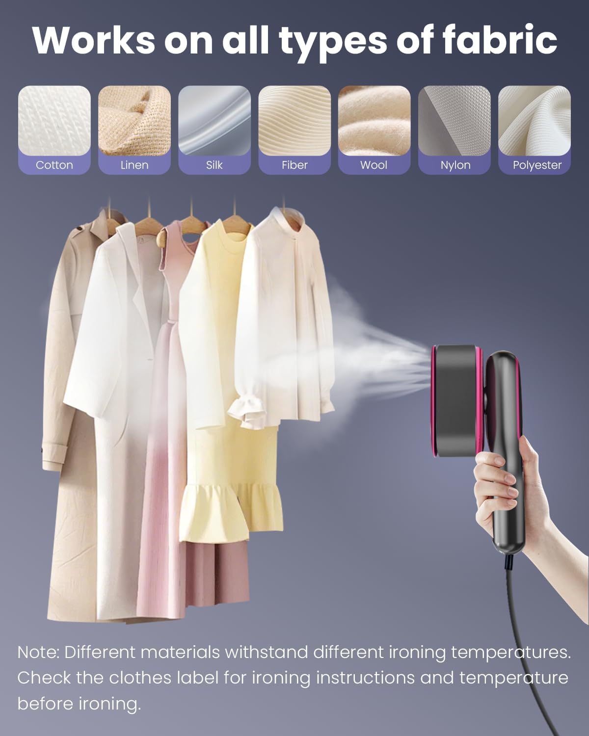 Travel Clothes Steamer 2 in 1 Steam Iron Fast Heat 5 Modes LED
