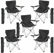 5 Pack Black Folding Camping Chairs with Cup Holder