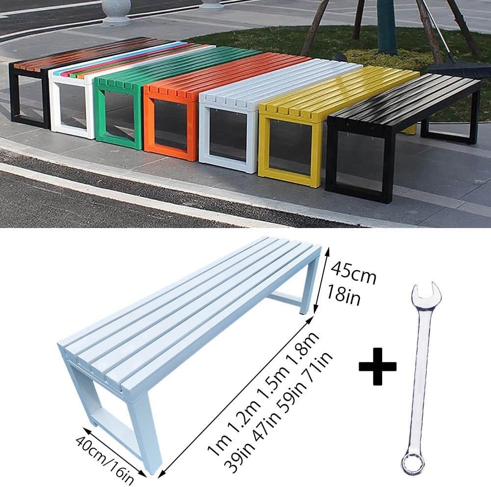 Metal Garden Bench 1.5m Outdoor Park Bench Seat Backless Patio