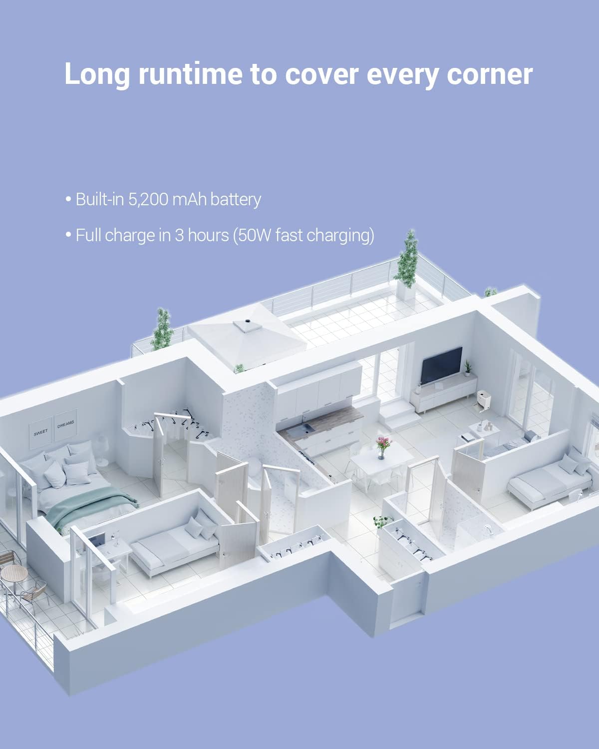 Robot Vacuum Mop Auto Empty Wash Dry 4000Pa Laser Mapping App Alexa