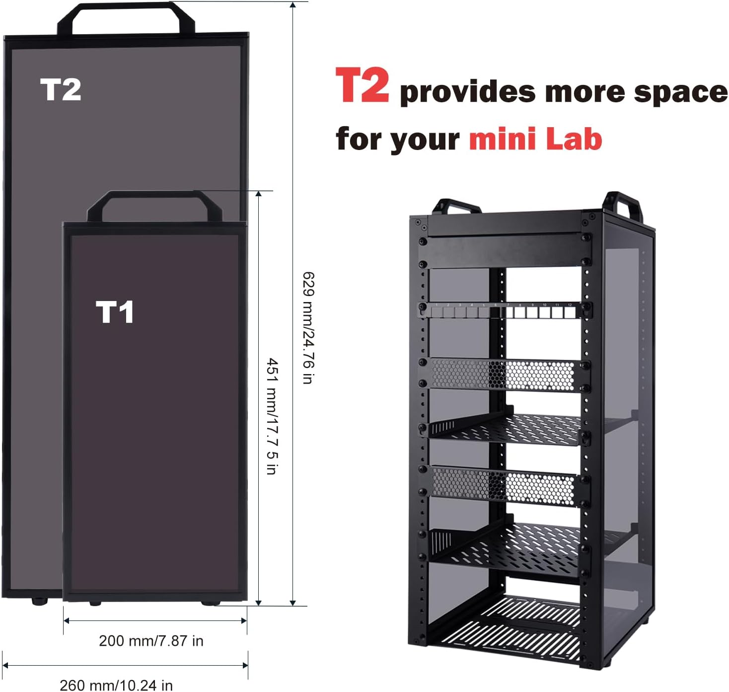 10in 12U Mini Server Rack Cabinet Black AV NAS Desktop